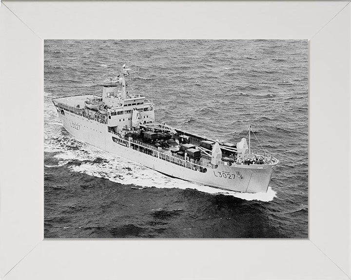 RFA Sir Geraint (L3027) Photo Print - Starboard Bow View - Royal Fleet Auxiliary Round Table Class Ship Hampshire Prints 10 x 8 White Frame No