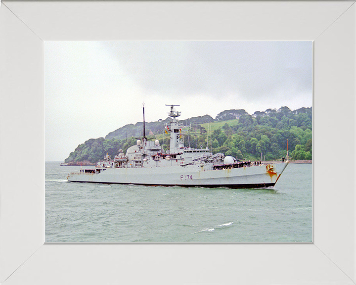 HMS Alacrity (F174) Royal Navy Type 21 Frigate Plymouth Sound Photo Print Wall Art Naval Decor Posters, Prints, & Visual Artwork Hampshire Prints 10 x 8 White Frame No