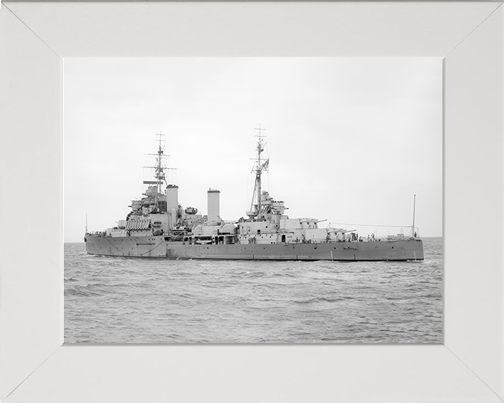 HMS Gambia (48) Photo Print - At Sea - Royal Navy Fiji Class Light Cruiser Hampshire Prints 10 x 8 White Frame No
