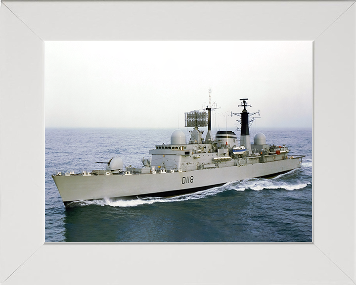 HMS Coventry (D118) Royal Navy Type 42 Destroyer At Sea Photo Print Wall Art Decor Posters, Prints, & Visual Artwork Hampshire Prints 10 x 8 White Frame No