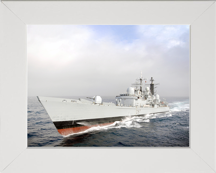 HMS Edinburgh (D97) Royal Navy Type 42 Destroyer At Speed Photo Print Wall Art Decor Posters, Prints, & Visual Artwork Hampshire Prints 10 x 8 White Frame No