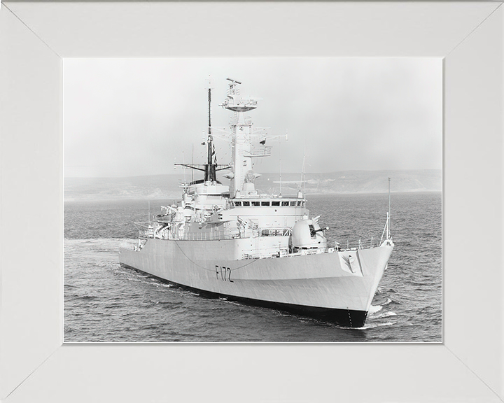 HMS Ambuscade (F172) Royal Navy Type 21 Frigate Starboard Bow View Photo Print Wall Art Decor Posters, Prints, & Visual Artwork Hampshire Prints 10 x 8 White Frame No