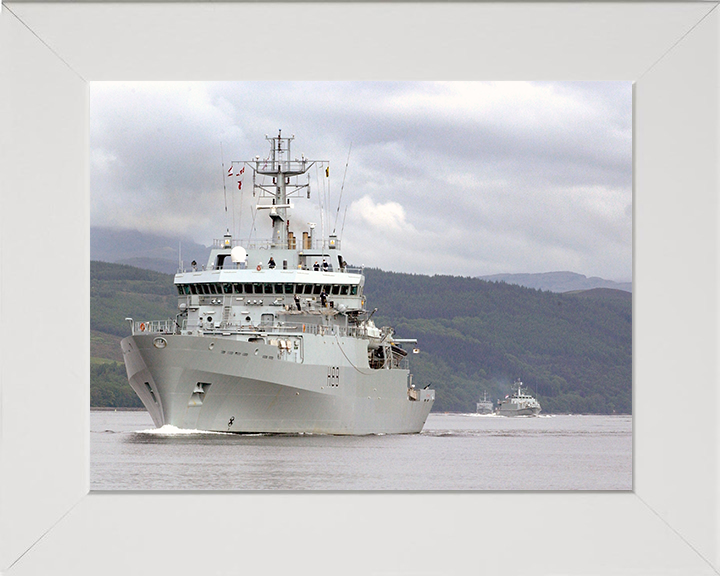 HMS Enterprise (H88) Photo Print - Faslane 2005 - Royal Navy Hydrographic Survey Vessel Hampshire Prints 10 x 8 White Frame No