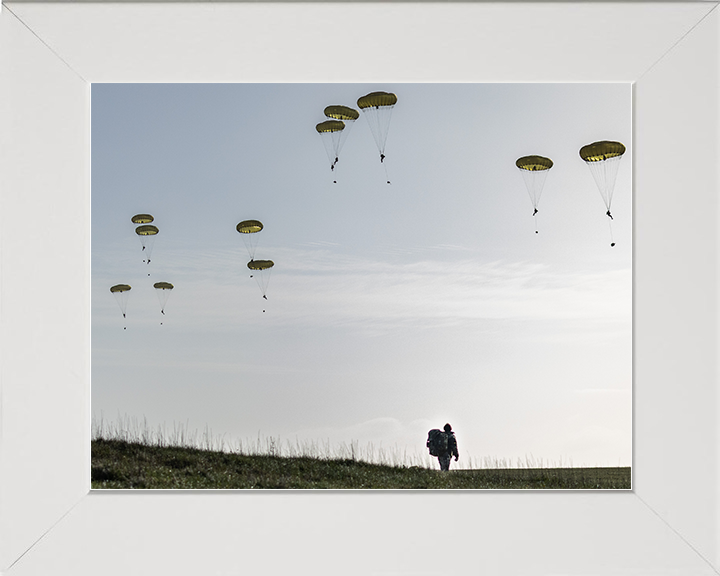 British Army Medic and Parachutes 2026 Photo Print Wall Art Military Decor Poster Posters, Prints, & Visual Artwork Hampshire Prints 10 x 8 White Frame No