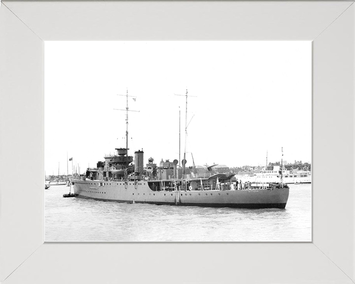 HMS Bittern (L07) Royal Navy Bittern Class Sloop Warship At A Buoy Photo Print Wall Art Decor Posters, Prints, & Visual Artwork Hampshire Prints 10 x 8 White Frame No