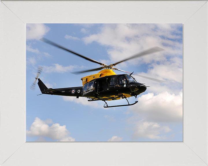 Army Air Corp Griffin Helicopter in Flight Photo Print - British Army Hampshire Prints 10 x 8 White Frame No