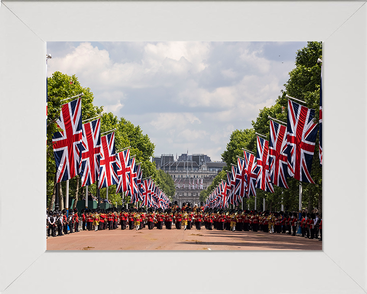 Household Division March on the Mall London Photo Print - British Army Hampshire Prints 10 x 8 White Frame No