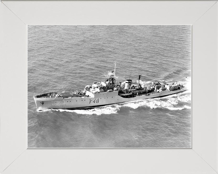 HMS Dundas (F48) Royal Navy Blackwood Class Frigate High Port Side View Photo Print Wall Art Decor Posters, Prints, & Visual Artwork Hampshire Prints 10 x 8 White Frame No