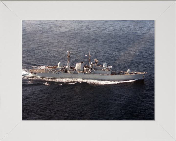 HMS Exeter (D89) Photo Print - At Sea 1986 - Royal Navy Type 42 Destroyer Hampshire Prints 10 x 8 White Frame No