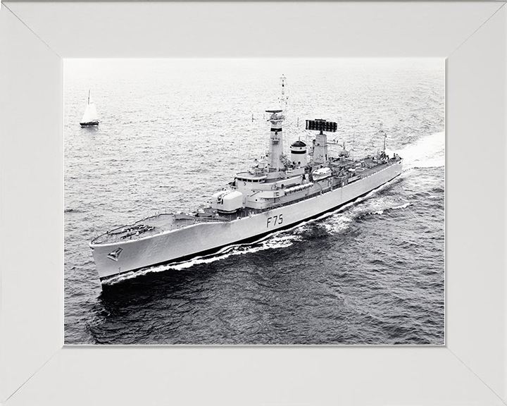 HMS Charybdis (F75) Royal Navy Leander Class Frigate High Port Bow View Photo Print Wall Art Decor Posters, Prints, & Visual Artwork Hampshire Prints 10 x 8 White Frame No