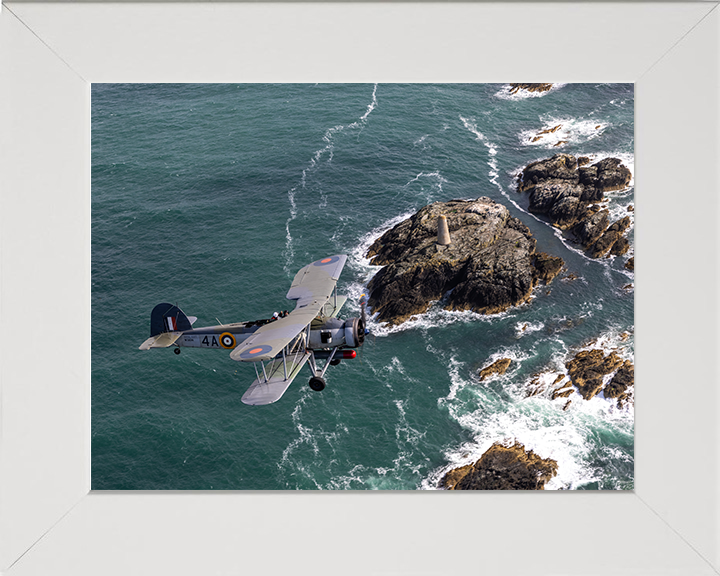 Royal Navy Swordfish Mk1 Plane Over the Coast Photo Print - Royal Navy Aircraft Hampshire Prints 10 x 8 White Frame No
