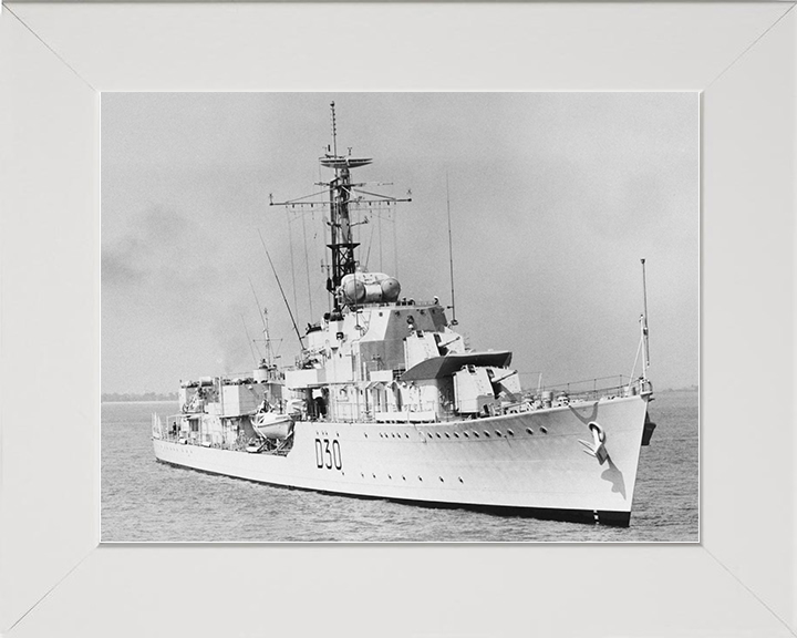 HMS Carron (D30) Royal Navy C Class Destroyer Starboard Bow View Photo Print Wall Art Decor Posters, Prints, & Visual Artwork Hampshire Prints 10 x 8 White Frame No