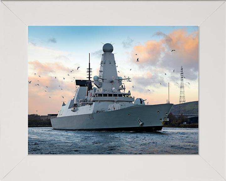 HMS Defender (D36) Photo Print - Glasgow 2013 - Royal Navy Type 45 Destroyer Hampshire Prints 10 x 8 White Frame No