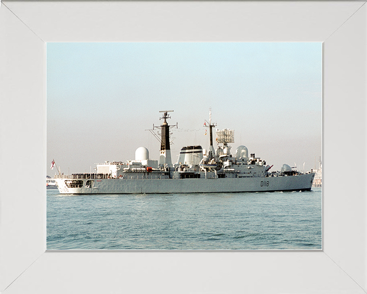 HMS Coventry (D118) Royal Navy Type 42 Destroyer Entering Harbour Photo Print Wall Art Decor Posters, Prints, & Visual Artwork Hampshire Prints 10 x 8 White Frame No