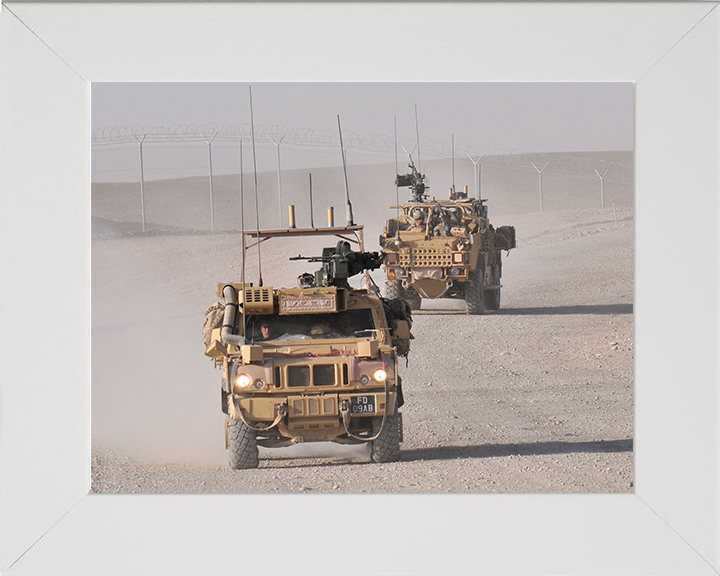 RAF Regiment in Jackal and Panther patrol vehicles Photo Print - Royal Air Force Hampshire Prints 10 x 8 White Frame No