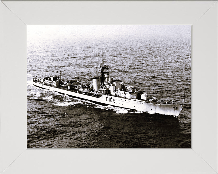 HMS Ulysses (R69) - At Sea - Royal Navy U Class Destroyer Photo Print Wall Art Naval Decor UK Posters, Prints, & Visual Artwork Hampshire Prints 10 x 8 White Frame No