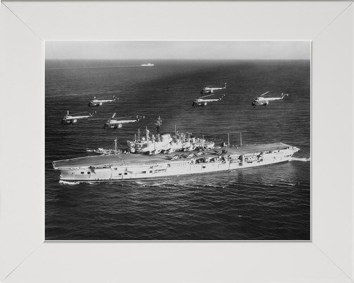 HMS Ark Royal (R09) Royal Navy Audacious Class Aircraft Carrier Whirlwind Flyover 1960 Photo Print Wall Art Decor Posters, Prints, & Visual Artwork Hampshire Prints 10 x 8 White Frame No