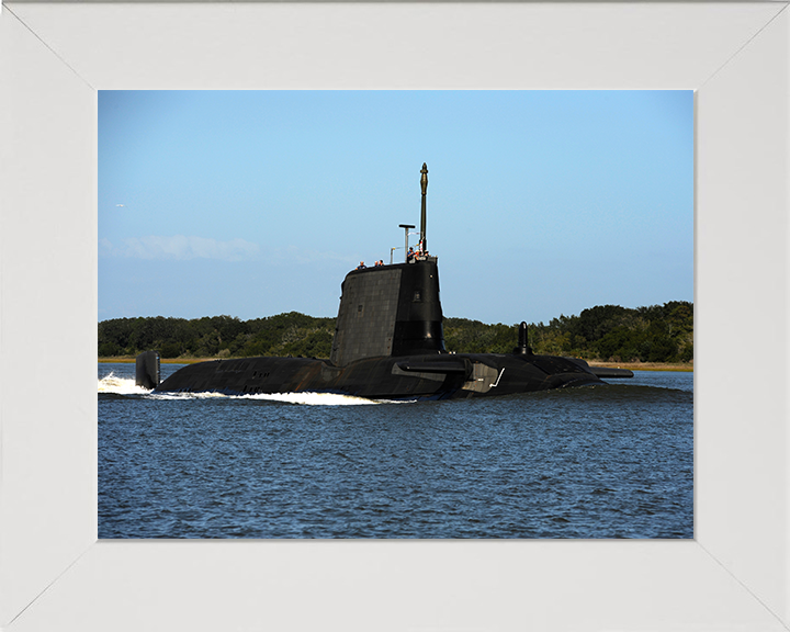 HMS Astute (S119) Photo Print - Kings Bay 2011 - Royal Navy Astute Class Submarine Hampshire Prints 10 x 8 White Frame No