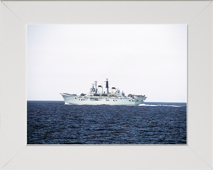 HMS Ark Royal (R07) Royal Navy Invincible Class Aircraft Carrier At Sea 1986 Photo Print Wall Art Decor Posters, Prints, & Visual Artwork Hampshire Prints 10 x 8 White Frame No
