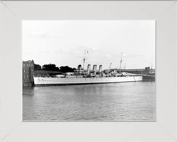 HMS Dorsetshire (40) Royal Navy County Class Cruiser Alongside Photo Print Wall Art Decor Posters, Prints, & Visual Artwork Hampshire Prints 10 x 8 White Frame No