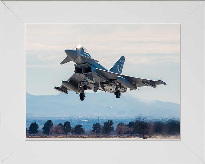 RAF Typhoon FGR4 Taking off in Nevada Photo Print Royal Air Force Aircraft Wall Art Aviation Decor Posters, Prints, & Visual Artwork Hampshire Prints 10 x 8 White Frame No