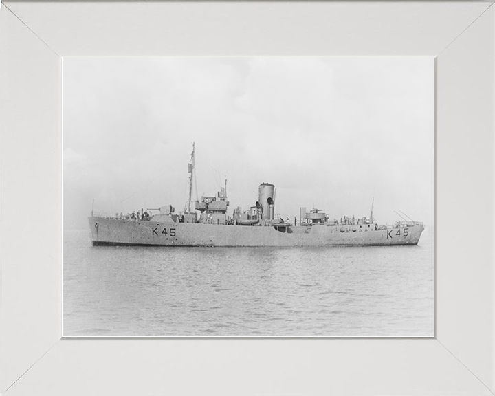 HMS Convolvulus (K45) Royal Navy Flower Class Corvette Port Side View Photo Print Wall Art Naval Decor Posters, Prints, & Visual Artwork Hampshire Prints 10 x 8 White Frame No