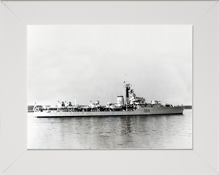 HMS Barrosa (D68) Royal Navy Battle Class Destroyer Starboard Side View Photo Print Wall Art Decor Posters, Prints, & Visual Artwork Hampshire Prints 10 x 8 White Frame No