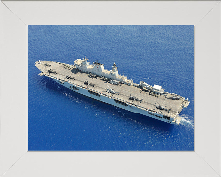HMS Ocean (L12) Photo Print - Flight Deck View 2011 - Royal Navy Landing Platform Helicopter Hampshire Prints 10 x 8 White Frame No