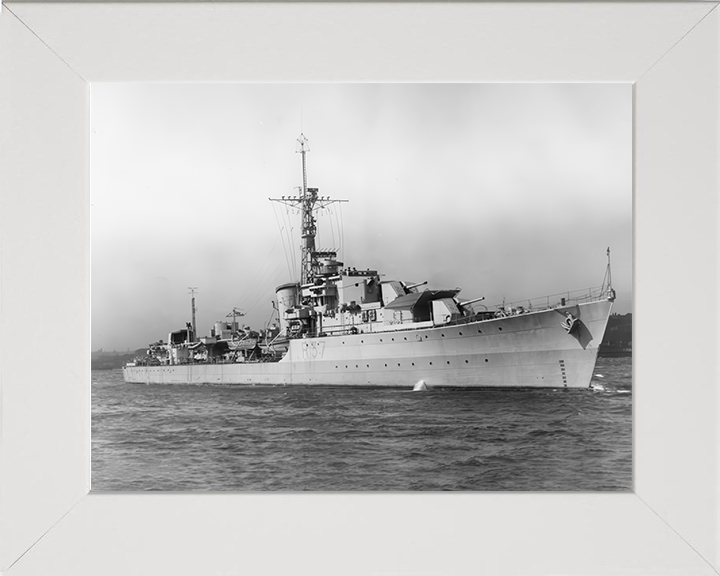 HMS Whelp (R37) Photo Print - At Sea 1944 - Royal Navy W Class Destroyer Hampshire Prints 10 x 8 White Frame No