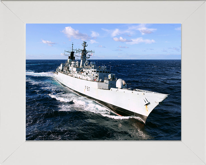 HMS Chatham (F87) Photo Print - Gulf of Aden 2010 - Royal Navy Type 22 Frigate Hampshire Prints 10 x 8 White Frame No
