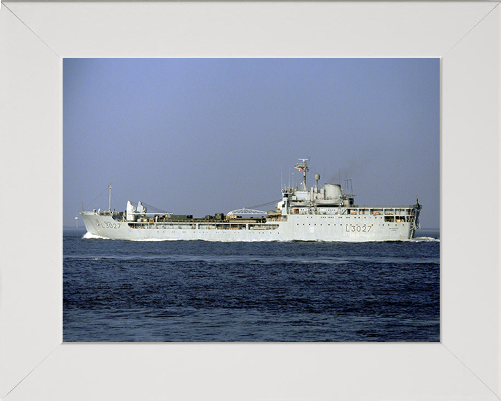 RFA Sir Geraint (L3027) Photo Print - Port Beam View - Royal Fleet Auxiliary Round Table Class Ship Hampshire Prints 10 x 8 White Frame No
