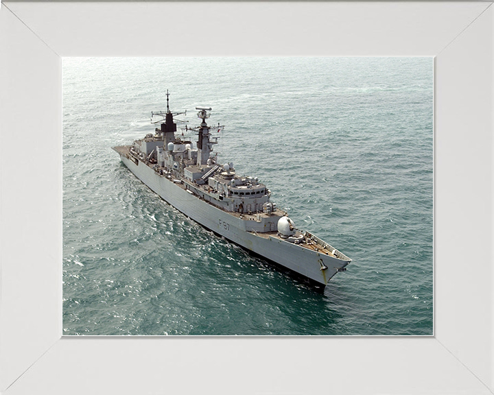 HMS Chatham (F87) Royal Navy Type 22 Frigate Turning to Port Photo Print Wall Art Decor Posters, Prints, & Visual Artwork Hampshire Prints 10 x 8 White Frame No