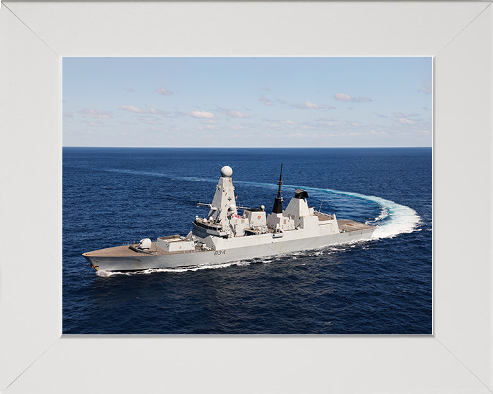 HMS Diamond (D34) Royal Navy Type 45 Destroyer Hard Turn Photo Print Wall Art Decor Posters, Prints, & Visual Artwork Hampshire Prints 10 x 8 White Frame No