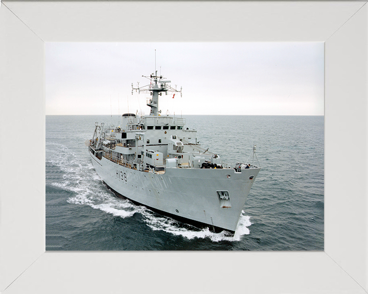 HMS Herald (H138) Photo Print - Port Side View At Sea - Royal Navy Hecla Class Survey Vessel