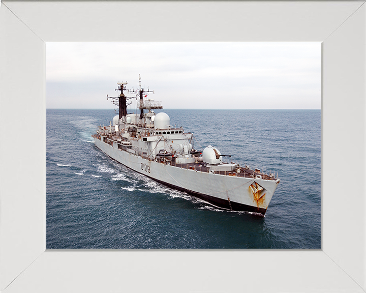 HMS Cardiff (D108) Royal Navy Type 42 Destroyer At Sea 2002 Photo Print Wall Art Decor Posters, Prints, & Visual Artwork Hampshire Prints 10 x 8 White Frame No