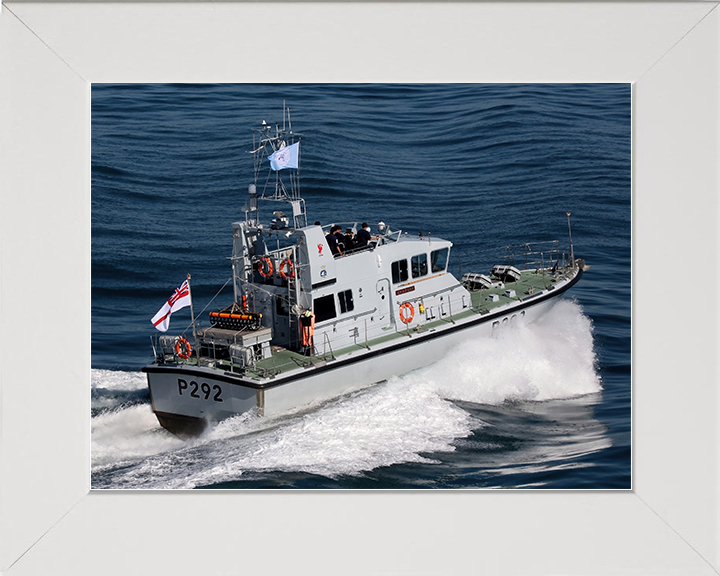 HMS Charger (P292) Royal Navy Archer Class P2000 Patrol Vessel Starboard Quarter View Photo Print Wall Art Decor Posters, Prints, & Visual Artwork Hampshire Prints 10 x 8 White Frame No