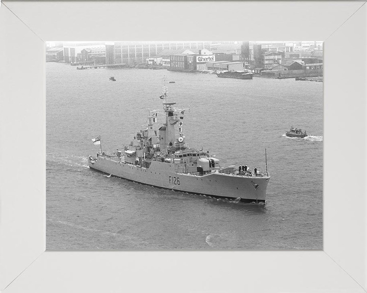 HMS Plymouth (F126) Photo Print - Amsterdam 1974 - Royal Navy Rothesay Class Frigate Hampshire Prints 10 x 8 White Frame No