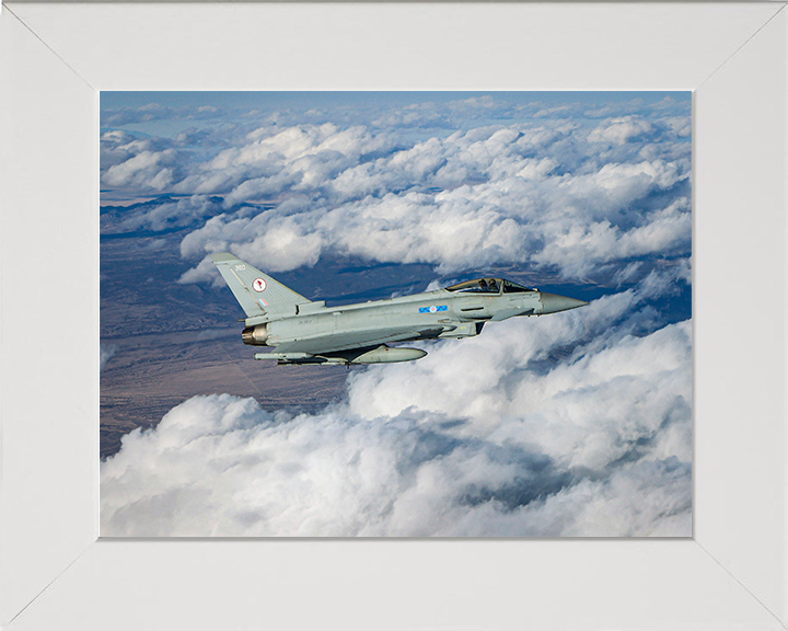 RAF 6 Squadron Typhoon in flight Photo Print - Royal Air Force Aircraft Hampshire Prints 10 x 8 White Frame No