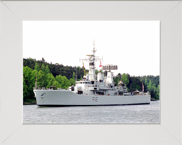 HMS Achilles (F12) Royal Navy Leander Class Frigate Photo Print Warship Wall Art Posters, Prints, & Visual Artwork Hampshire Prints 10 x 8 White Frame No
