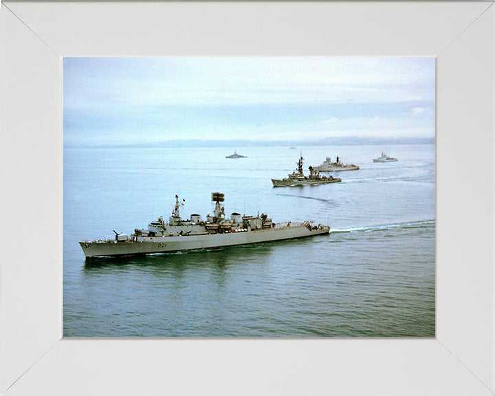 HMS Norfolk (D21) Photo Print - Strike Group - Royal Navy County Class Destroyer Hampshire Prints 10 x 8 White frame No