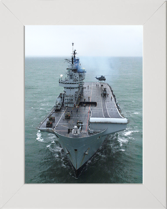 HMS Illustrious (R06) Photo Print - Bow View 2009 - Royal Navy Invincible Class Aircraft Carrier Hampshire Prints 10 x 8 White Frame No