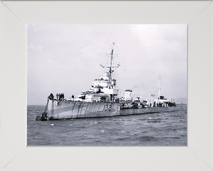 HMS Versatile (I32) Photo Print - At a Buoy 1943 - Royal Navy Admiralty V Class Destroyer Posters, Prints, & Visual Artwork Hampshire Prints 10 x 8 White Frame No