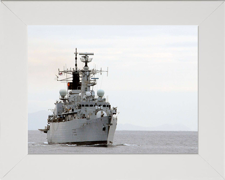 HMS Cornwall (F99) Photo Print - At sea 2010 - Royal Navy type 22 Frigate Hampshire Prints 10 x 8 White Frame No