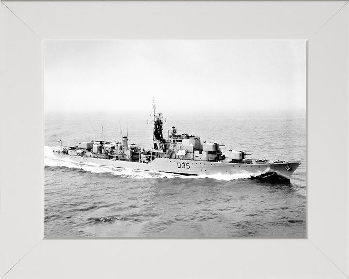 HMS Diamond (D35) Royal Navy Daring Class Destroyer Starboard View Photo Print Wall Art Decor Posters, Prints, & Visual Artwork Hampshire Prints 10 x 8 White Frame No