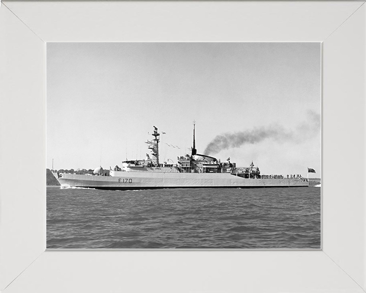 HMS Antelope (F170) Royal Navy Type 21 Frigate Port Side View Photo Print Wall Art Decor Posters, Prints, & Visual Artwork Hampshire Prints 10 x 8 White Frame No
