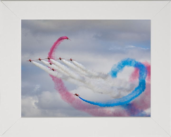 RAF Red Arrows Royal International Air Tattoo 2025 Photo Print - Royal Air Force Aircraft Hampshire Prints 10 x 8 White Frame No