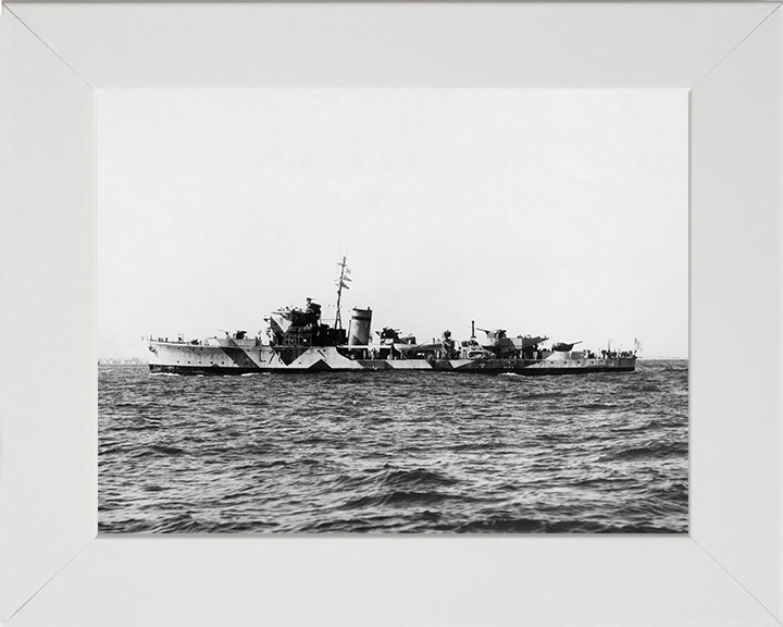 HMS Calpe (L71) Photo Print - At Sea 1942 - Royal Navy Hunt Class Destroyer Posters, Prints, & Visual Artwork Hampshire Prints 10 x 8 White Frame No