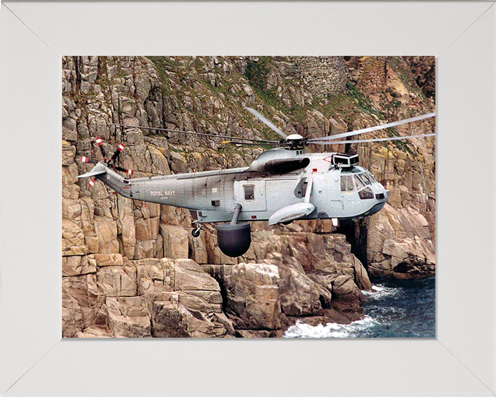Sea King Mk.2 Airborne Early Warning Helicopter Photo Print - Royal Navy Aircraft Hampshire Prints 10 x 8 White Frame No