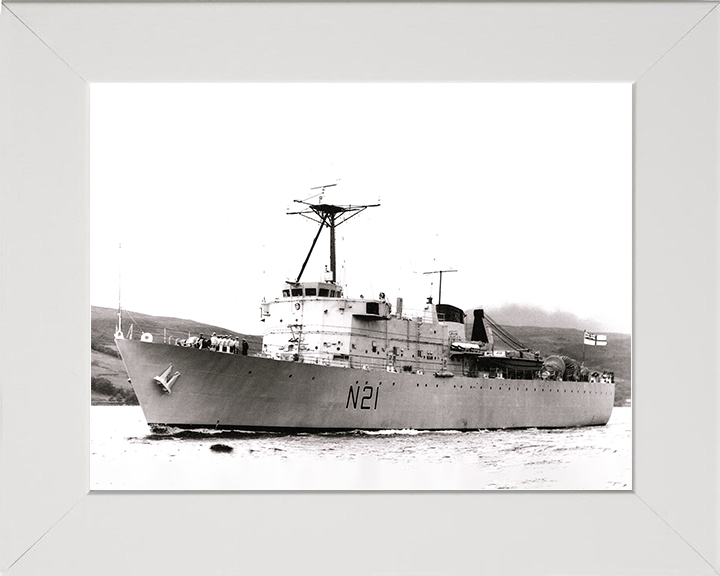 HMS Abdiel (N21) Royal Navy Abdiel Class Minelayer Photo Print Entering Harbour Warship Wall Art Posters, Prints, & Visual Artwork Hampshire Prints 10 x 8 White Frame No