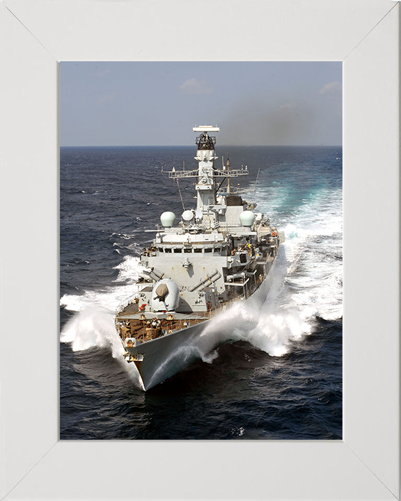 HMS Portland (F79) Photo Print - At Speed 2008 - Royal Navy Type 23 Frigate Hampshire Prints 10 x 8 White Frame No